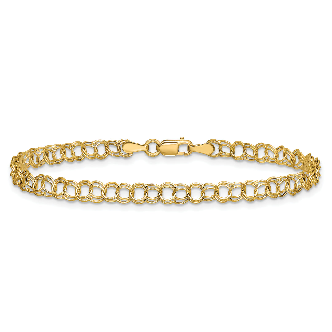 10K Yellow Gold 4mm Hollow Double Link Charm Bracelet