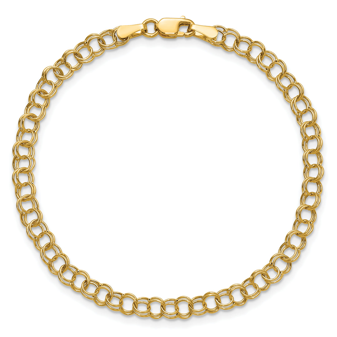 10K Yellow Gold 4mm Hollow Double Link Charm Bracelet