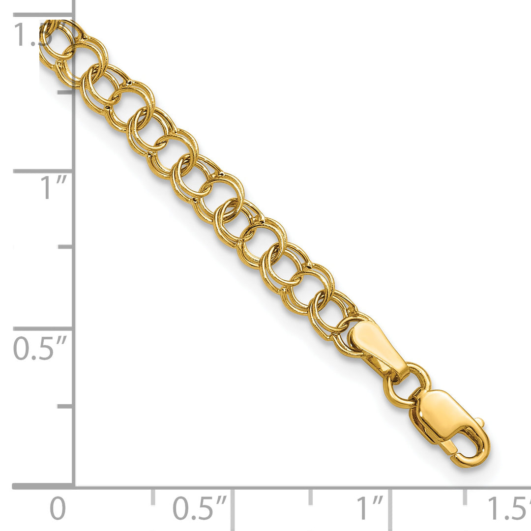 10K Yellow Gold 4mm Hollow Double Link Charm Bracelet