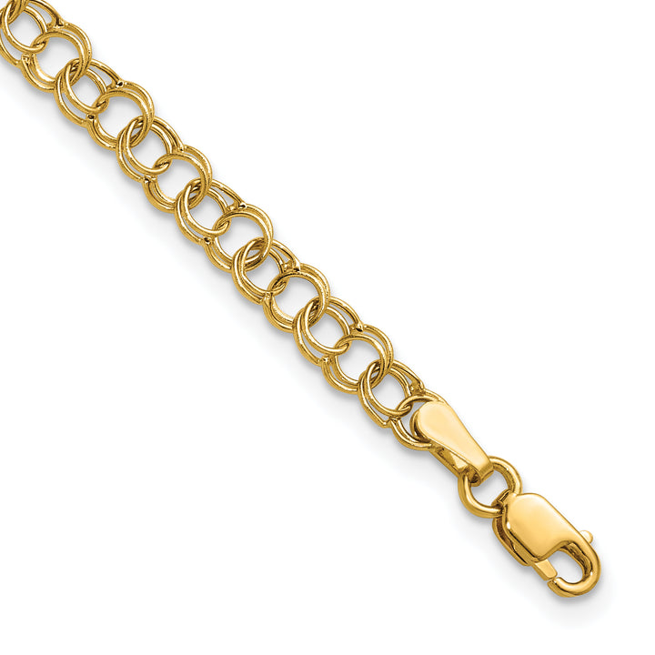 10K Yellow Gold 4mm Hollow Double Link Charm Bracelet
