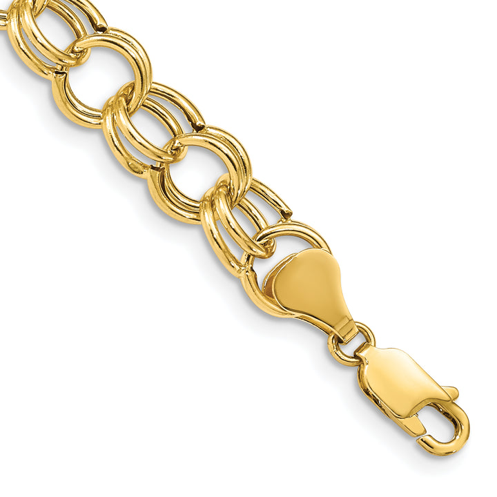 10K Yellow Gold 8.5mm Hollow Double Link Charm Bracelet