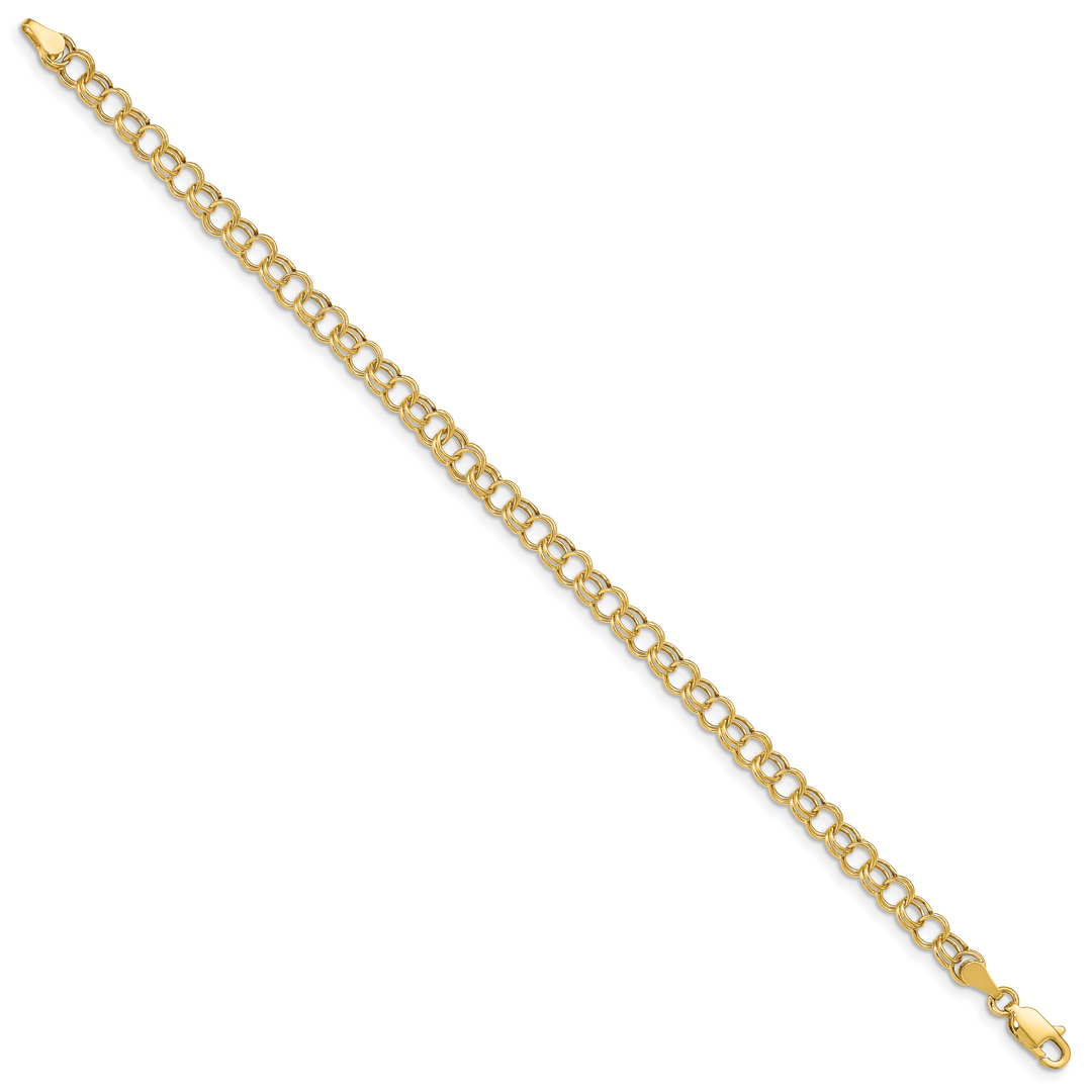 10K Yellow Gold 5mm Hollow Double Link Charm Bracelet