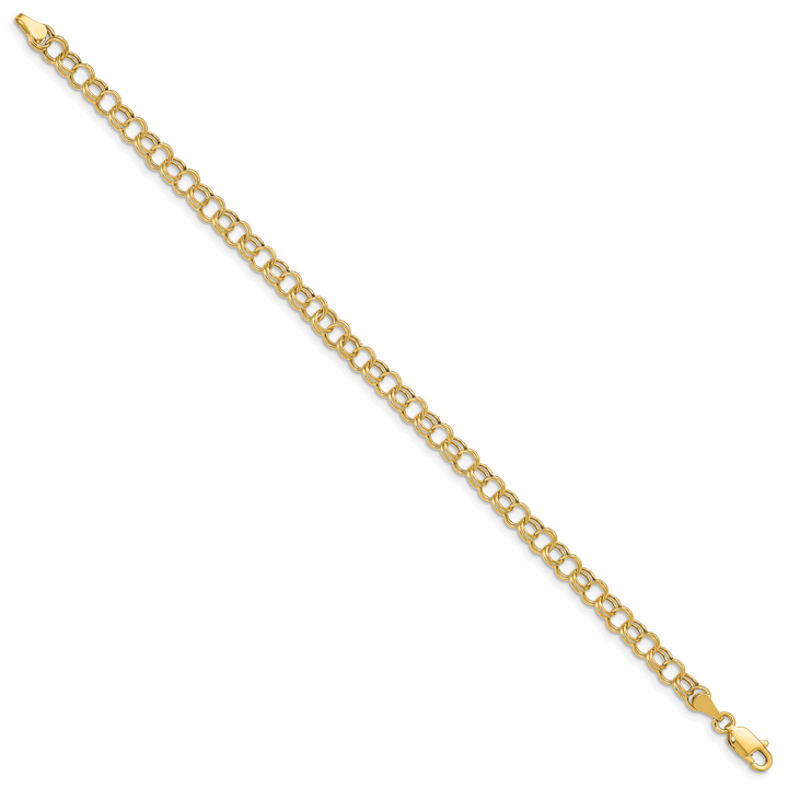 10K Yellow Gold 5mm Hollow Double Link Charm Bracelet