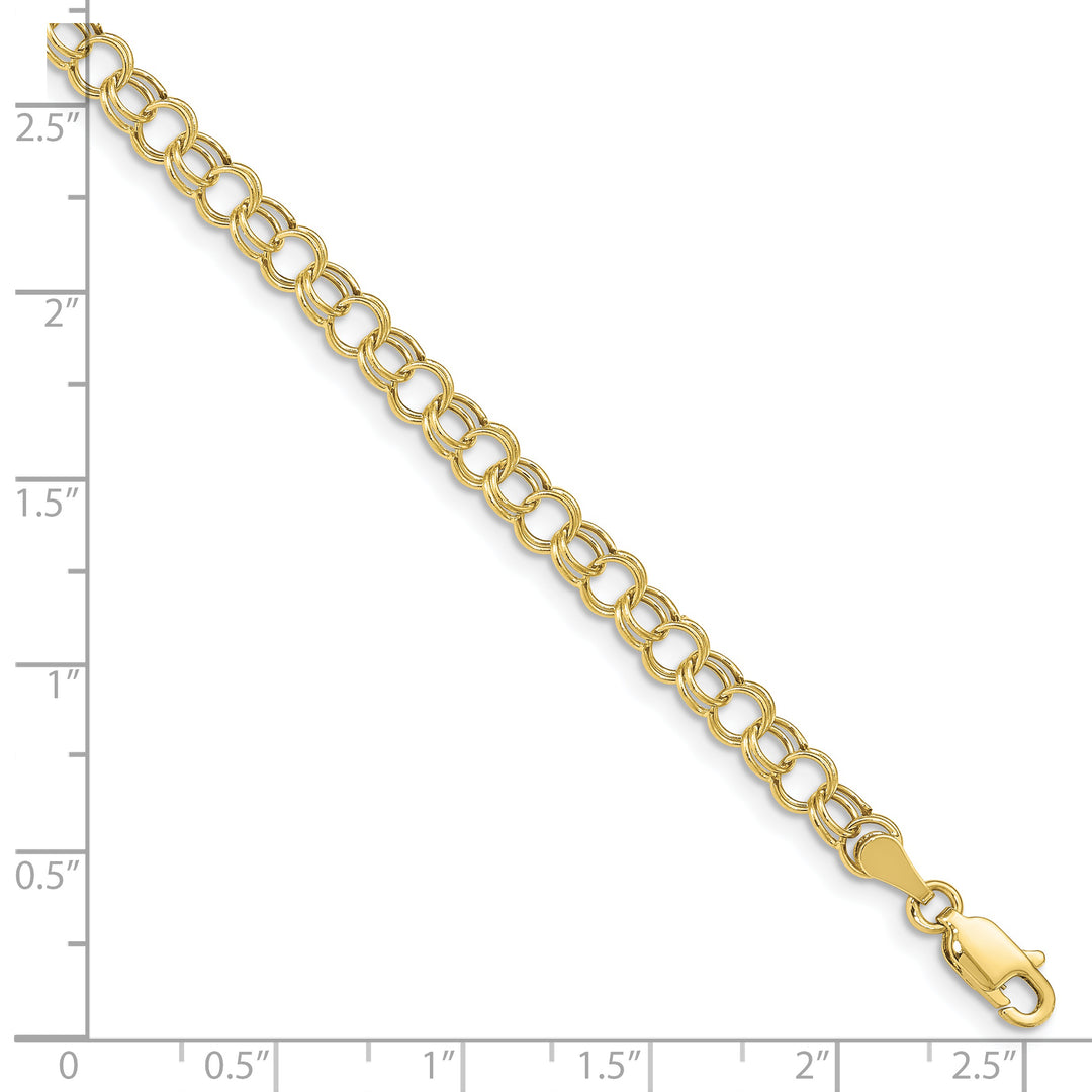 10K Yellow Gold 5mm Hollow Double Link Charm Bracelet
