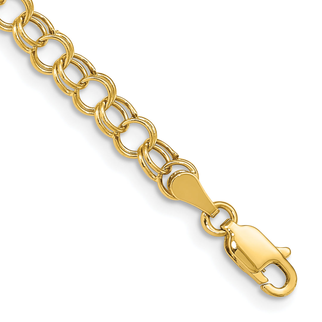10K Yellow Gold 5mm Hollow Double Link Charm Bracelet