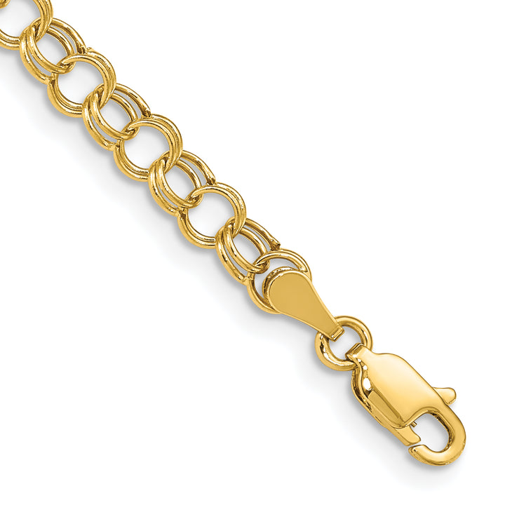 10K Yellow Gold 5mm Hollow Double Link Charm Bracelet