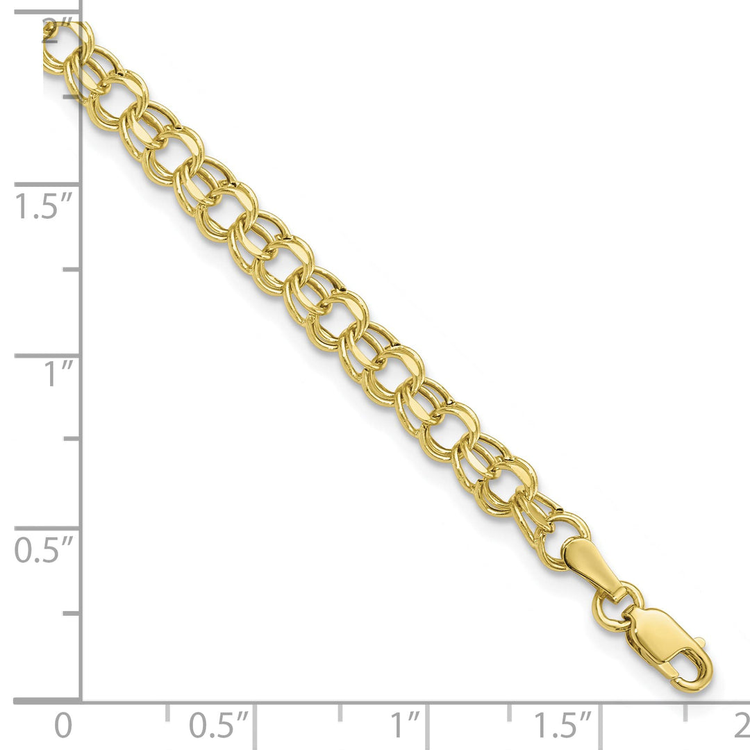 10K Yellow Gold 4.5mm Hollow D.C. Double Link Charm Bracelet