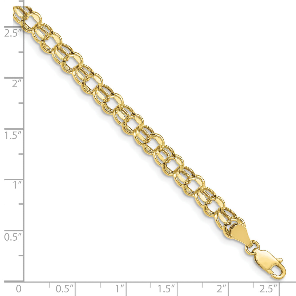 10K Yellow Gold 5mm Hollow D.C. Double Link Charm Bracelet