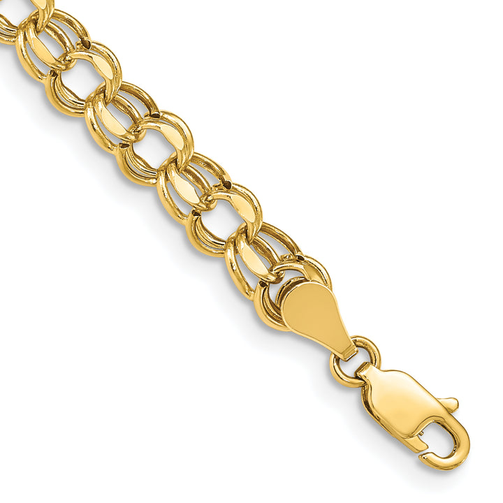 10K Yellow Gold 5mm Hollow D.C. Double Link Charm Bracelet