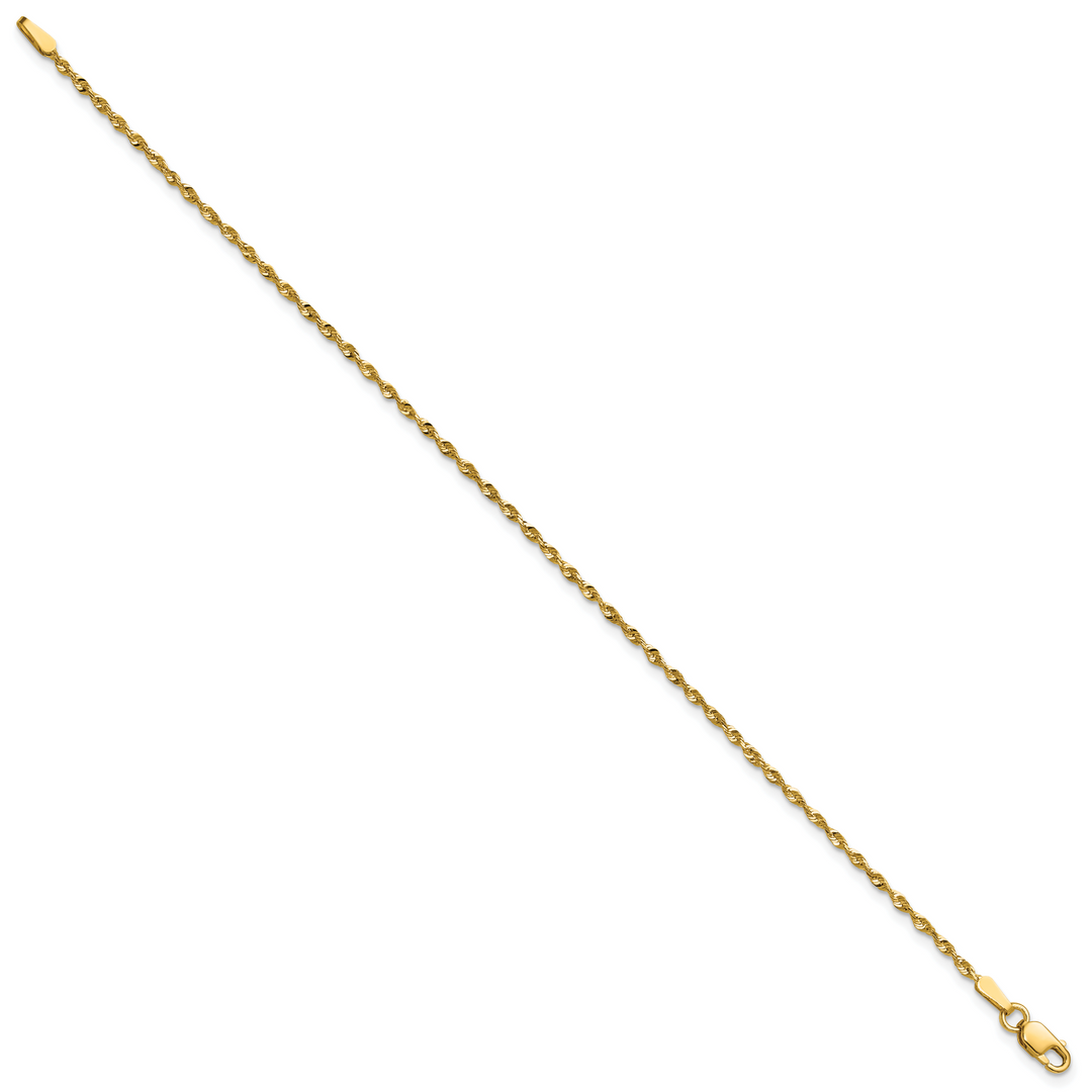 10K Yellow Gold 1.5mm Extra-Light D.C. Rope Chain Anklet