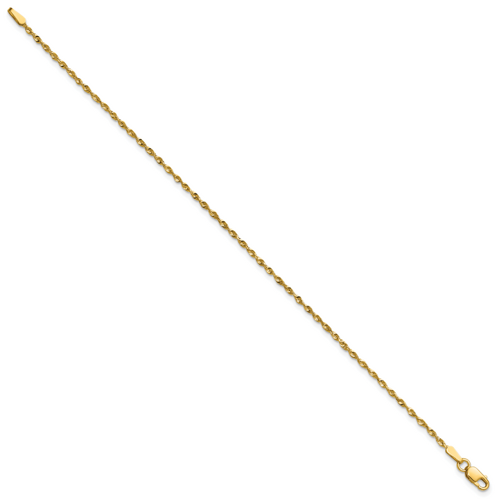 10K Yellow Gold 1.5mm Extra-Light D.C. Rope Chain Anklet