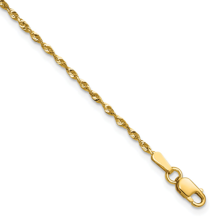 10K Yellow Gold 1.5mm Extra-Light D.C. Rope Chain Bracelet