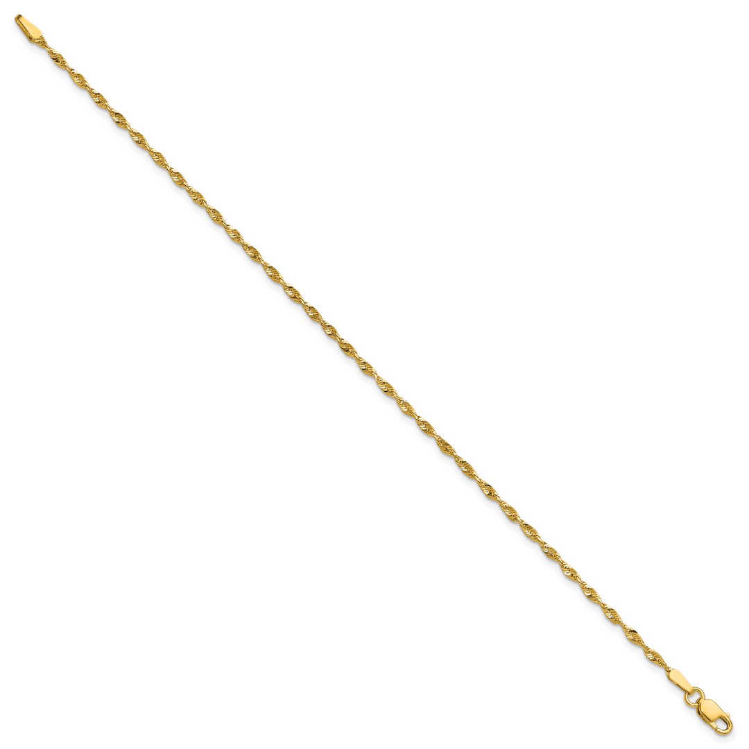 10K Yellow Gold 1.8mm Extra-Light D.C. Rope Chain Anklet