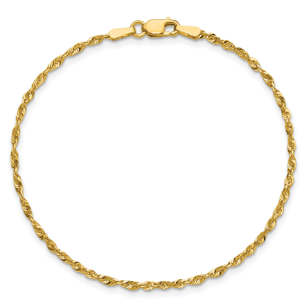 10K Yellow Gold 1.8mm Extra-Light D.C. Rope Chain Bracelet