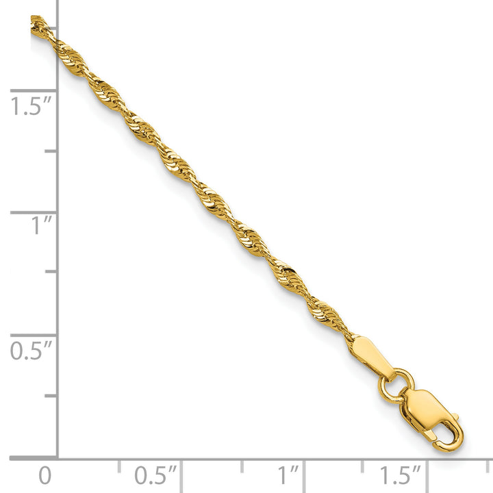 10K Yellow Gold 1.8mm Extra-Light D.C. Rope Chain Anklet