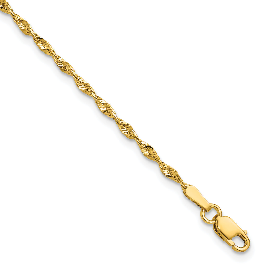 10K Yellow Gold 1.8mm Extra-Light D.C. Rope Chain Anklet