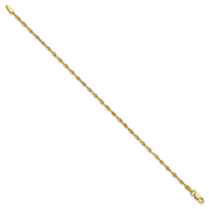 10K Yellow Gold 2.0mm Extra-Light D.C. Rope Chain Anklet