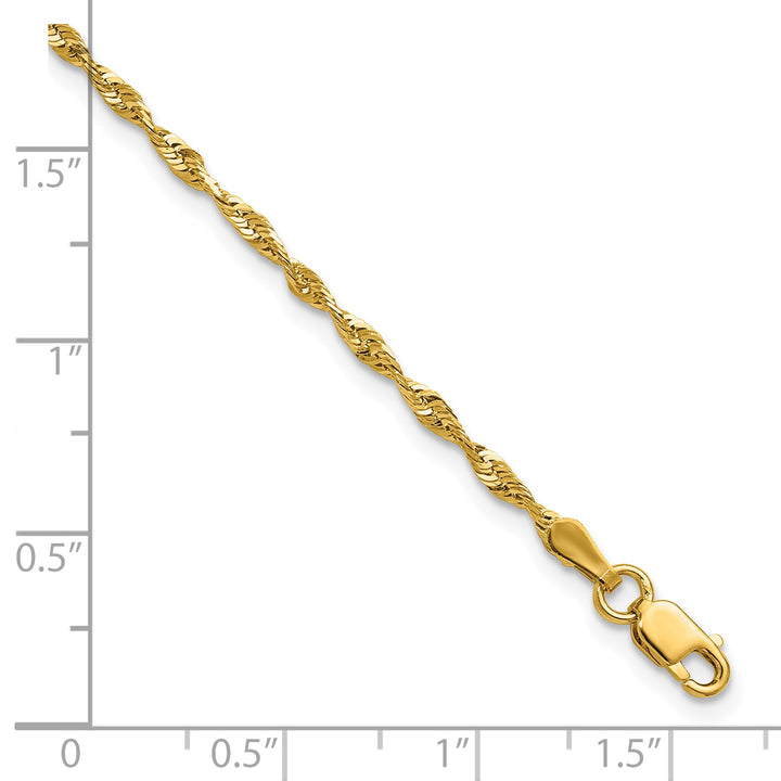 10K Yellow Gold 2.0mm Extra-Light D.C. Rope Chain Anklet