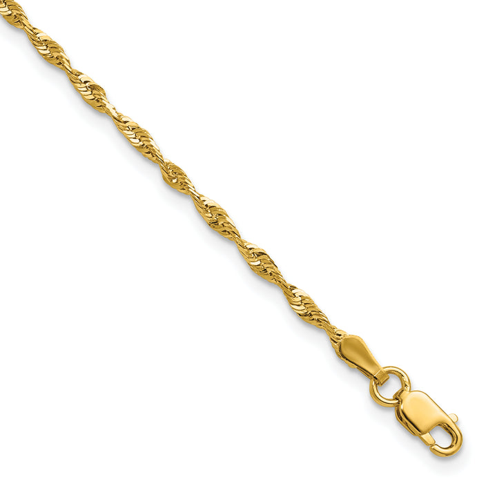 10K Yellow Gold 2.0mm Extra-Light D.C. Rope Chain Anklet