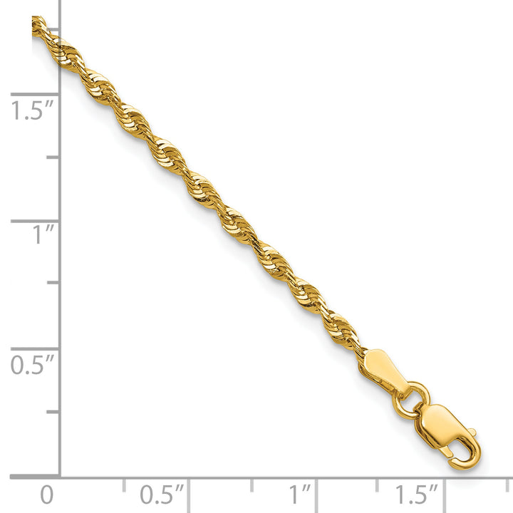10K Yellow Gold 2.25mm Extra-Light D.C. Rope Chain Anklet