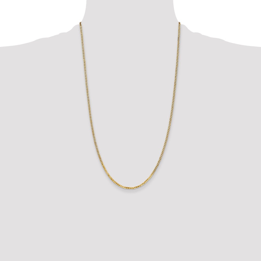 10K Yellow Gold 2.2mm Flat Beveled Curb Chain