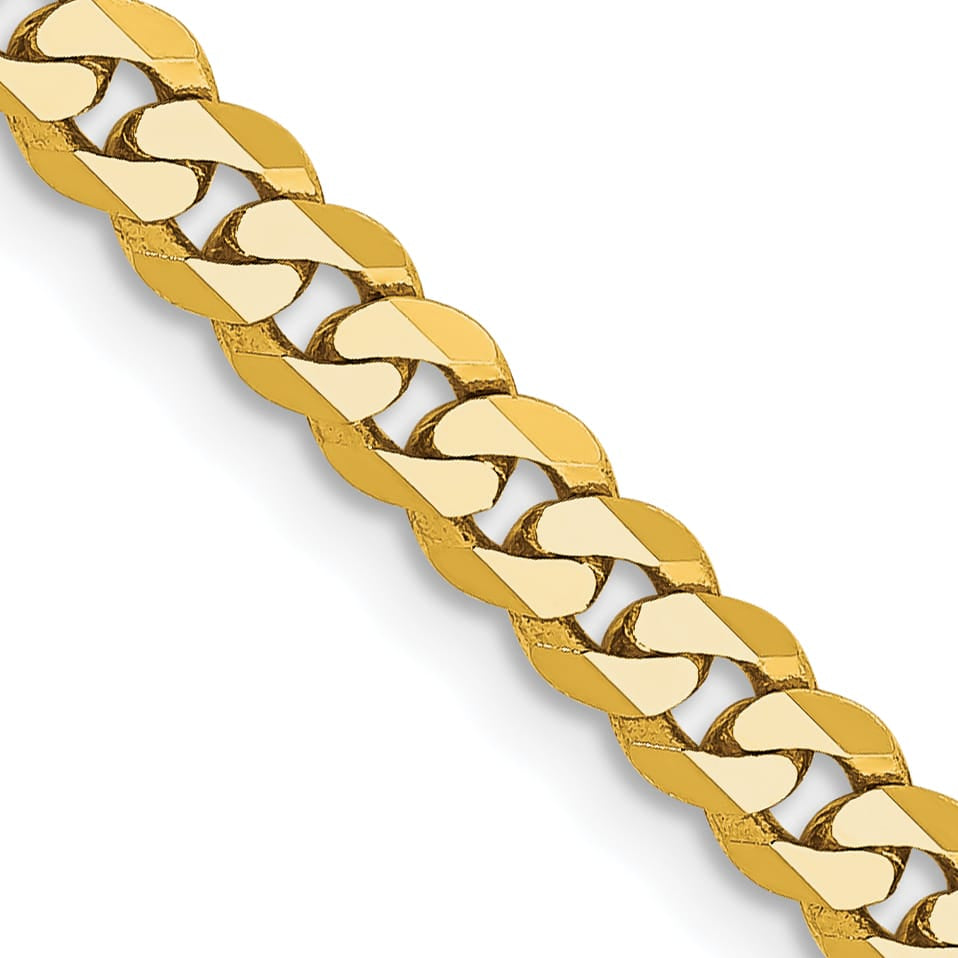 10K Yellow Gold 3.9mm Flat Beveled Curb Chain