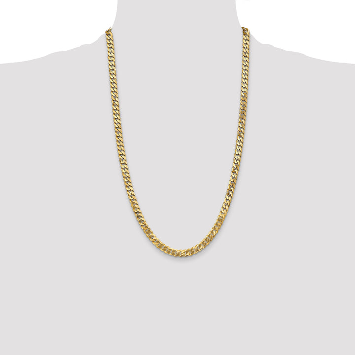 10K Yellow Gold 6.25mm Flat Beveled Curb Chain