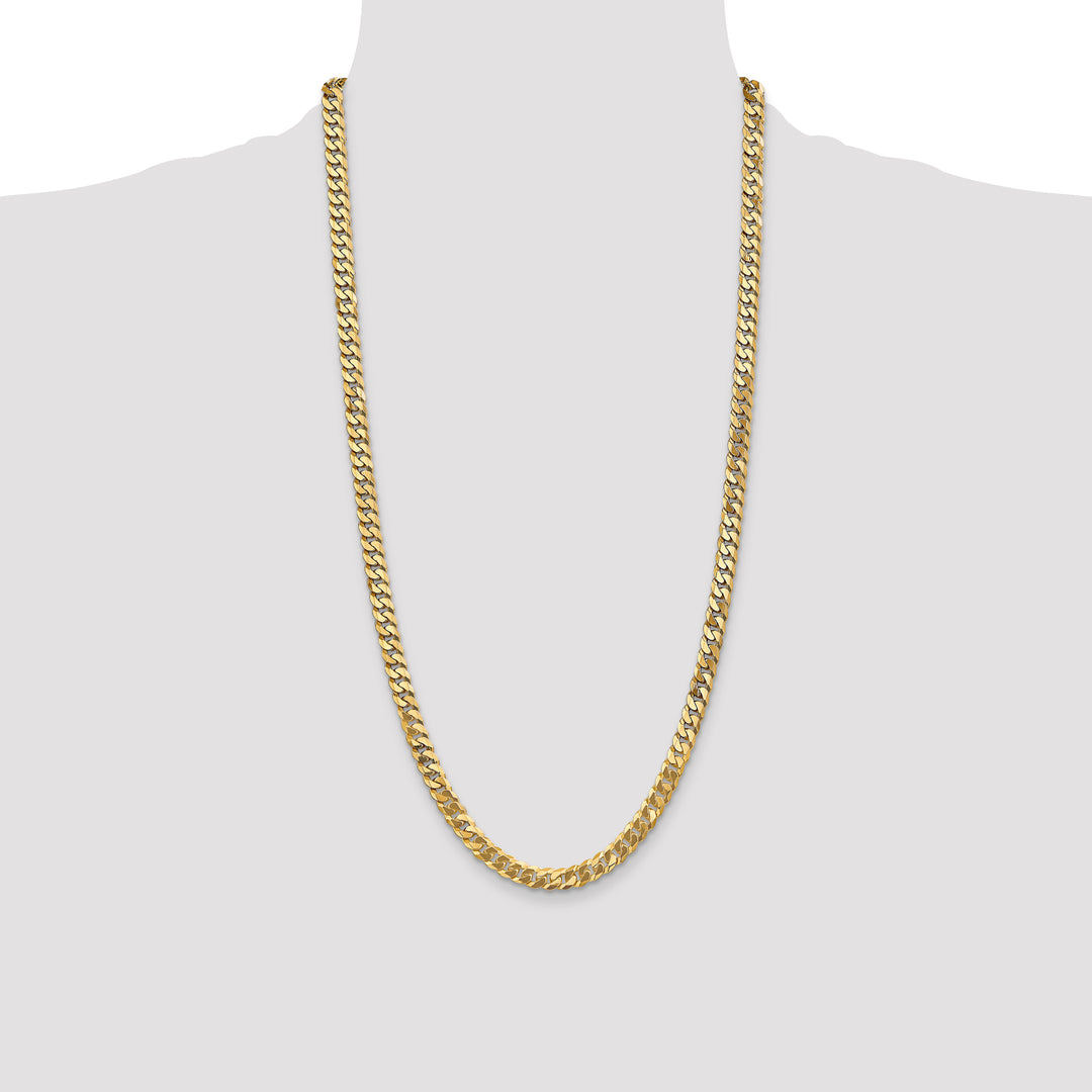 10K Yellow Gold 6.25mm Flat Beveled Curb Chain