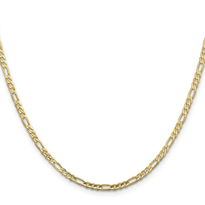 10K Yellow Gold 3mm Flat Figaro Chain