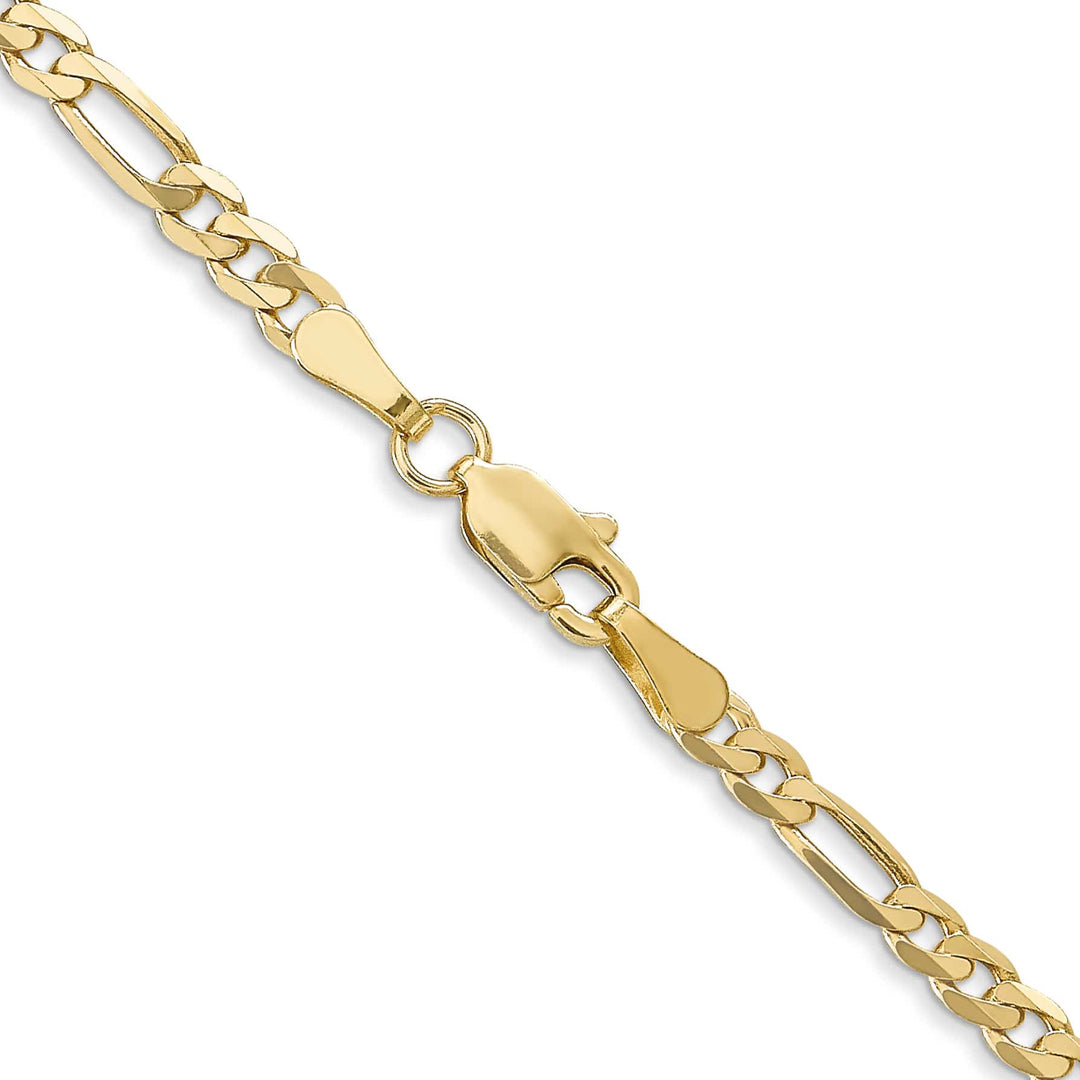 10K Yellow Gold 3mm Flat Figaro Chain