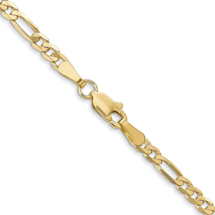 10K Yellow Gold 3mm Flat Figaro Chain