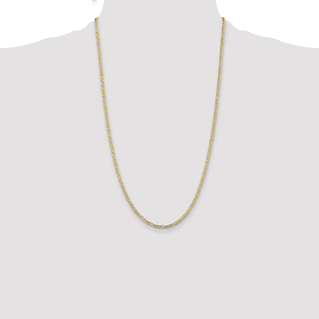 10K Yellow Gold 3mm Flat Figaro Chain