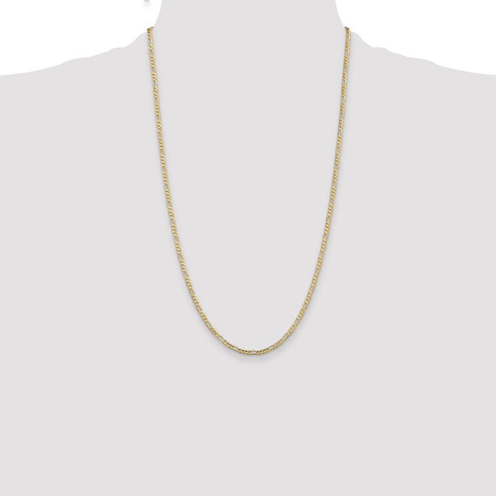 10K Yellow Gold 3mm Flat Figaro Chain