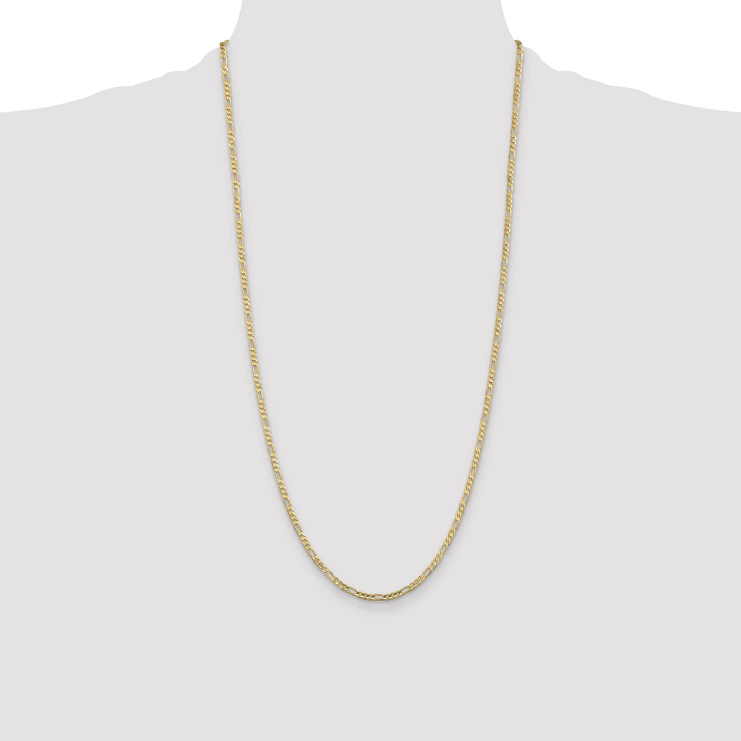10K Yellow Gold 3mm Flat Figaro Chain