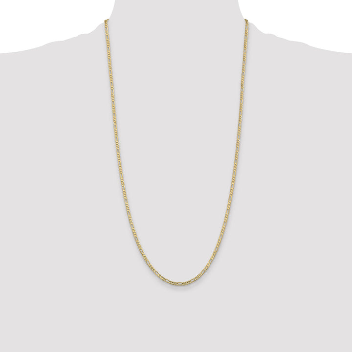 10K Yellow Gold 3mm Flat Figaro Chain