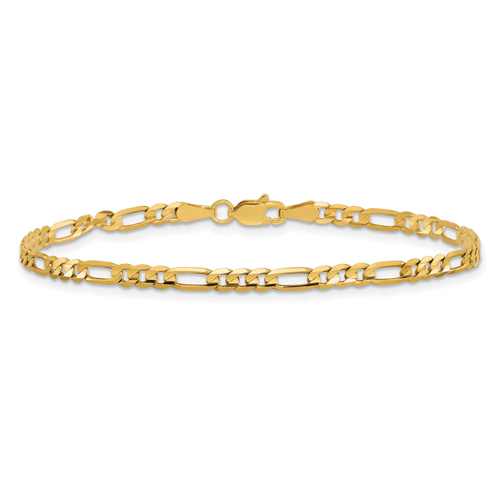 10K Yellow Gold 3mm Flat Figaro Chain Bracelet