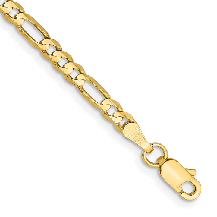 10K Yellow Gold 3mm Flat Figaro Chain Bracelet