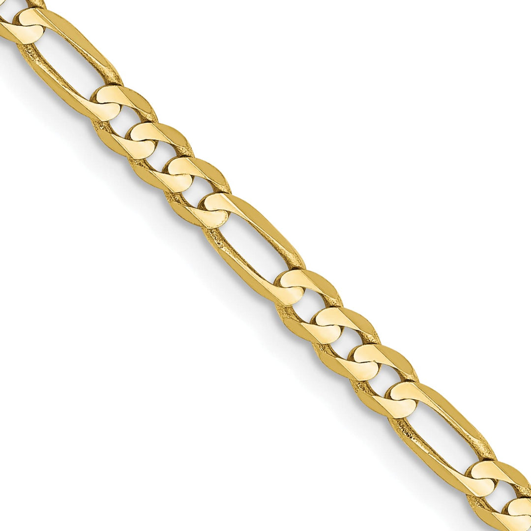 10K Yellow Gold 3mm Flat Figaro Chain