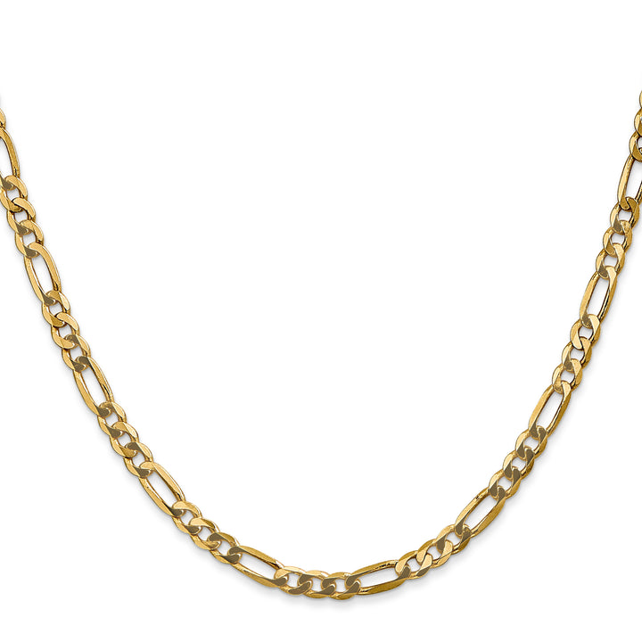 10K Yellow Gold 4mm Flat Figaro Chain