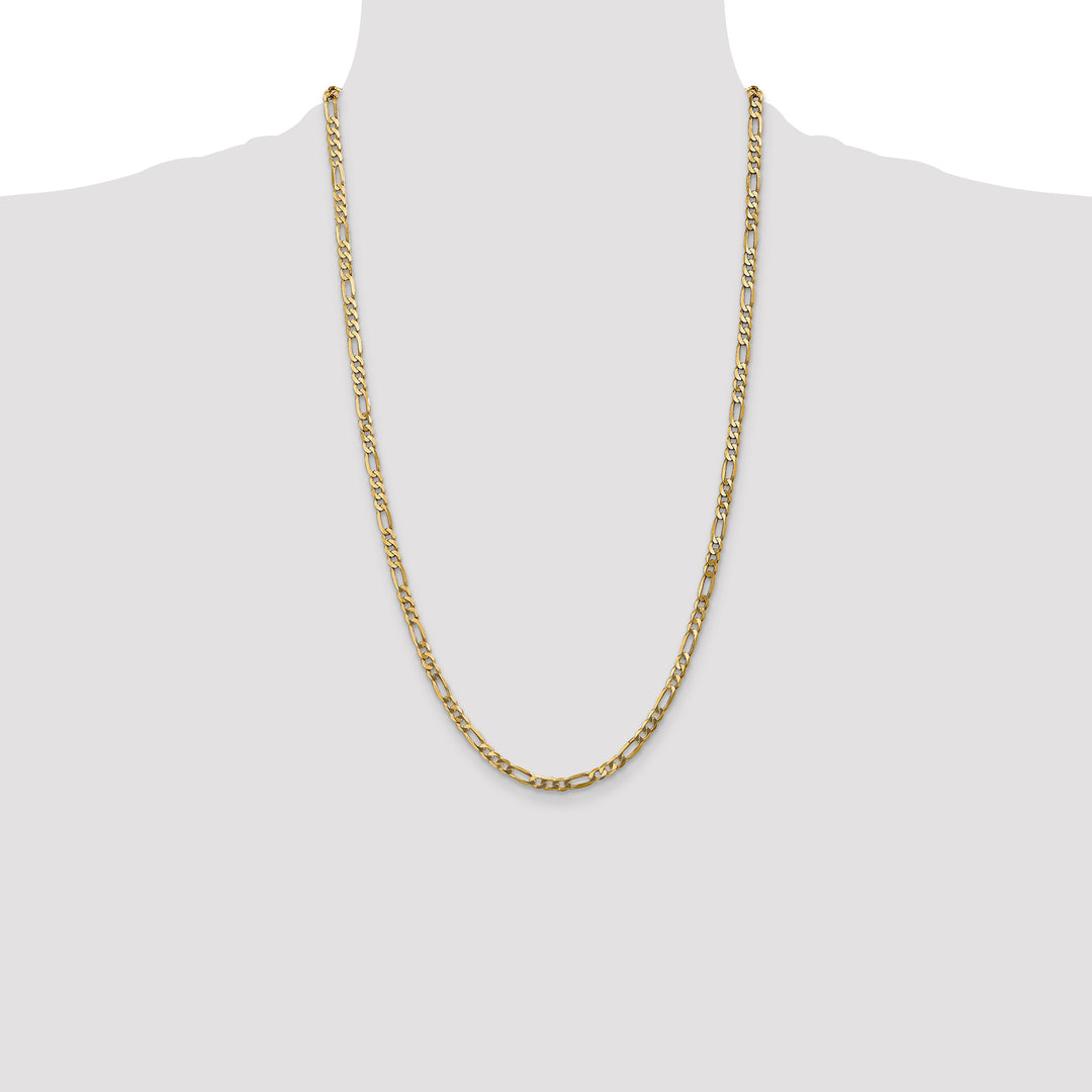 10K Yellow Gold 4mm Flat Figaro Chain