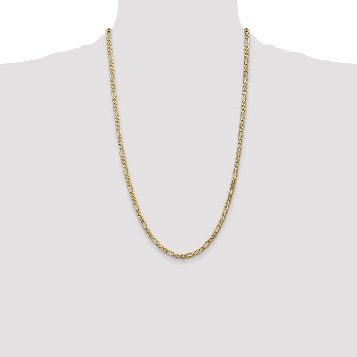10K Yellow Gold 4mm Flat Figaro Chain