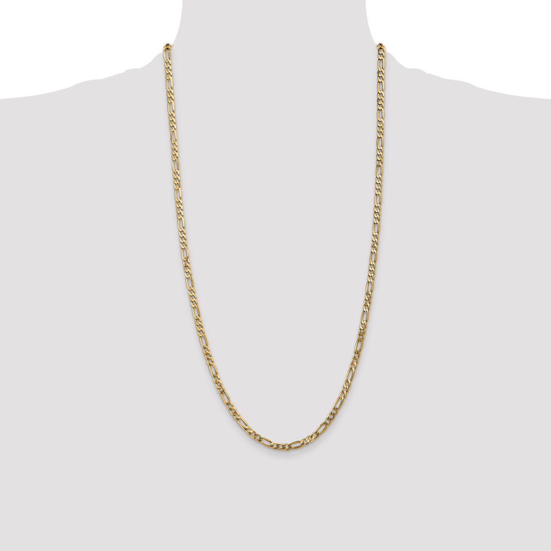 10K Yellow Gold 4mm Flat Figaro Chain