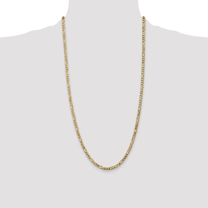 10K Yellow Gold 4mm Flat Figaro Chain