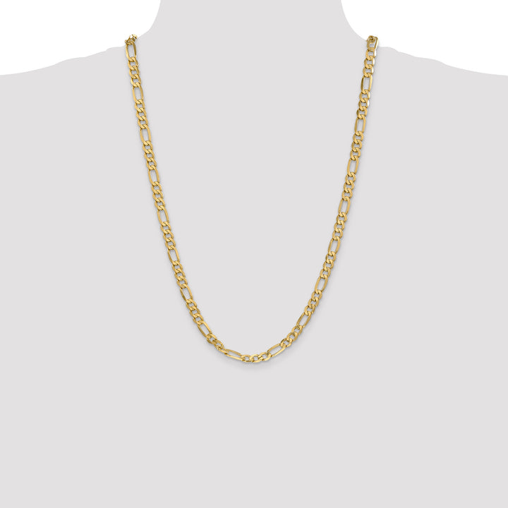 10K Yellow Gold 6.25mm Flat Figaro Chain