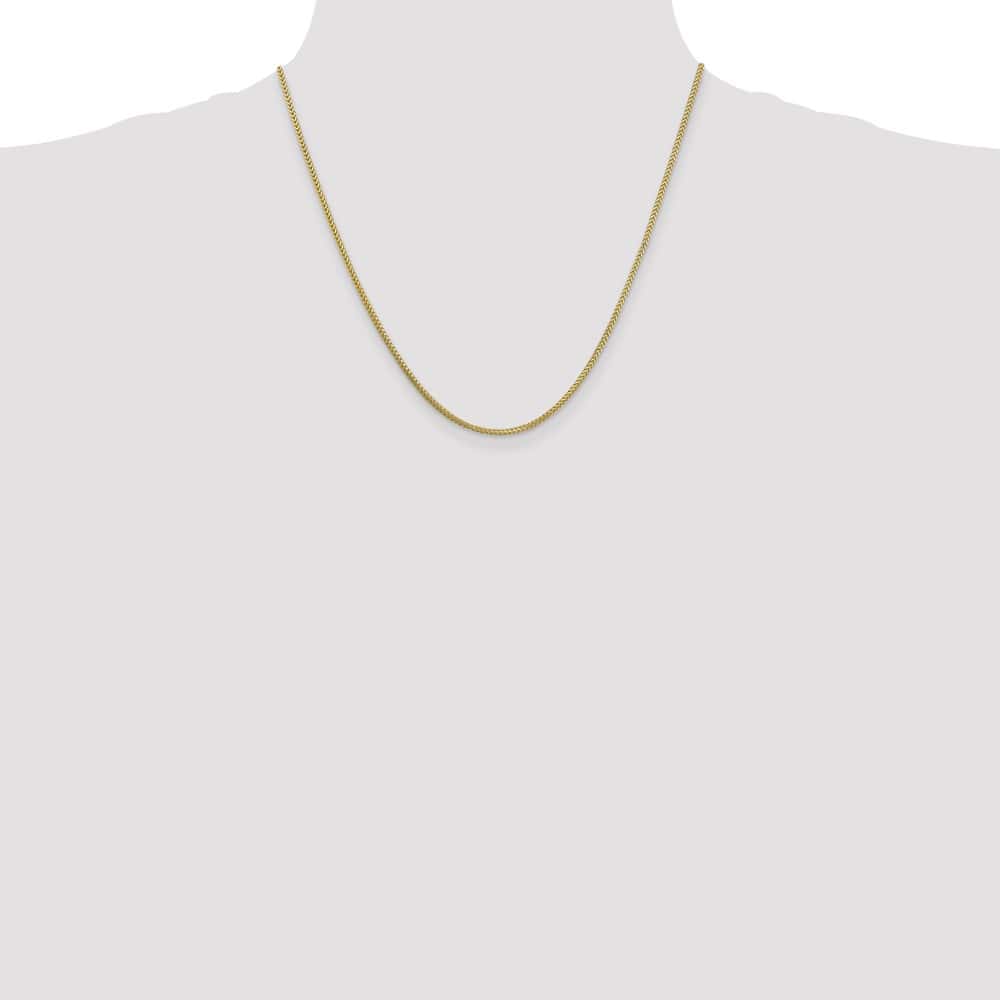 10K Yellow Gold 1.3mm Franco Chain Size 20