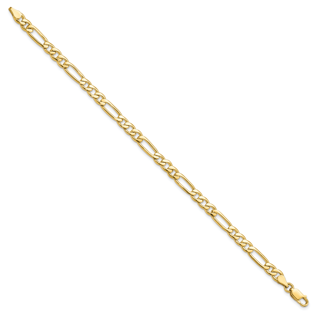 10K Yellow Gold 5.25mm Fancy Figaro Link Bracelet 8 Inch