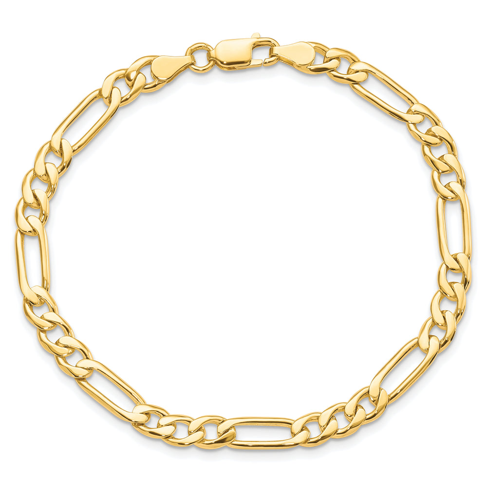 10K Yellow Gold 5.25mm Fancy Figaro Link Bracelet 8 Inch