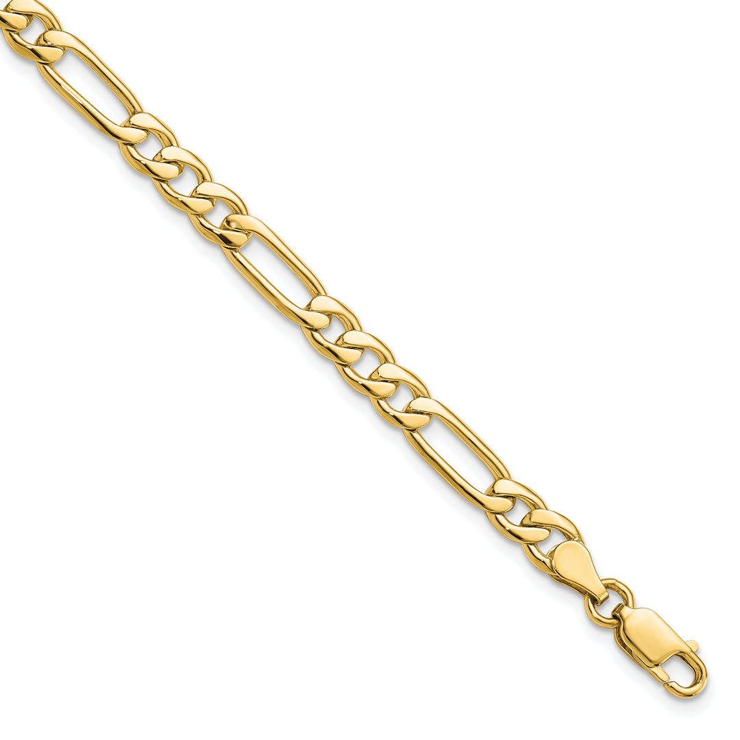 10K Yellow Gold 5.25mm Fancy Figaro Link Bracelet 8 Inch