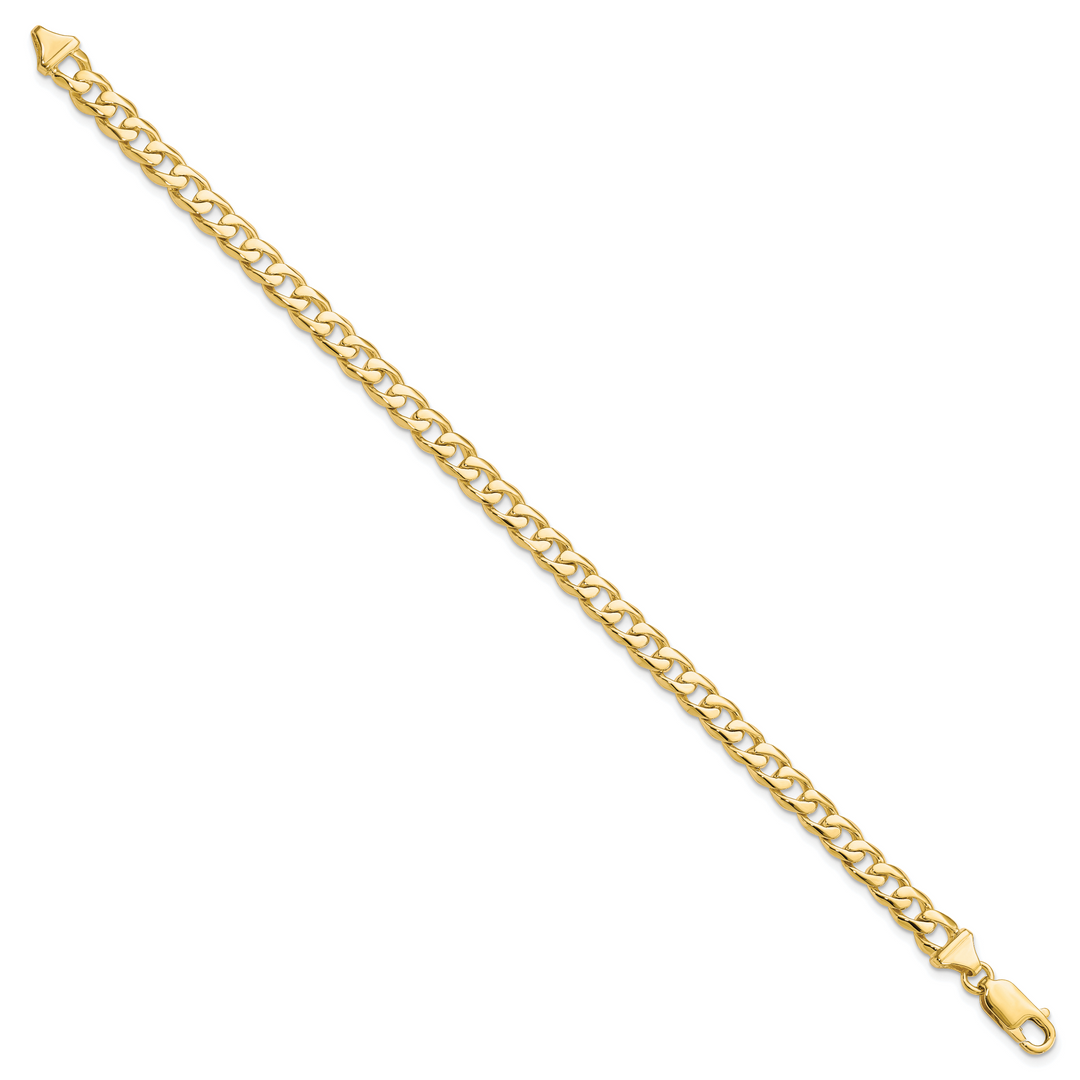 10K Yellow Gold 5.8mm Hand-polished Fancy Curb Link Bracelet 8 Inch