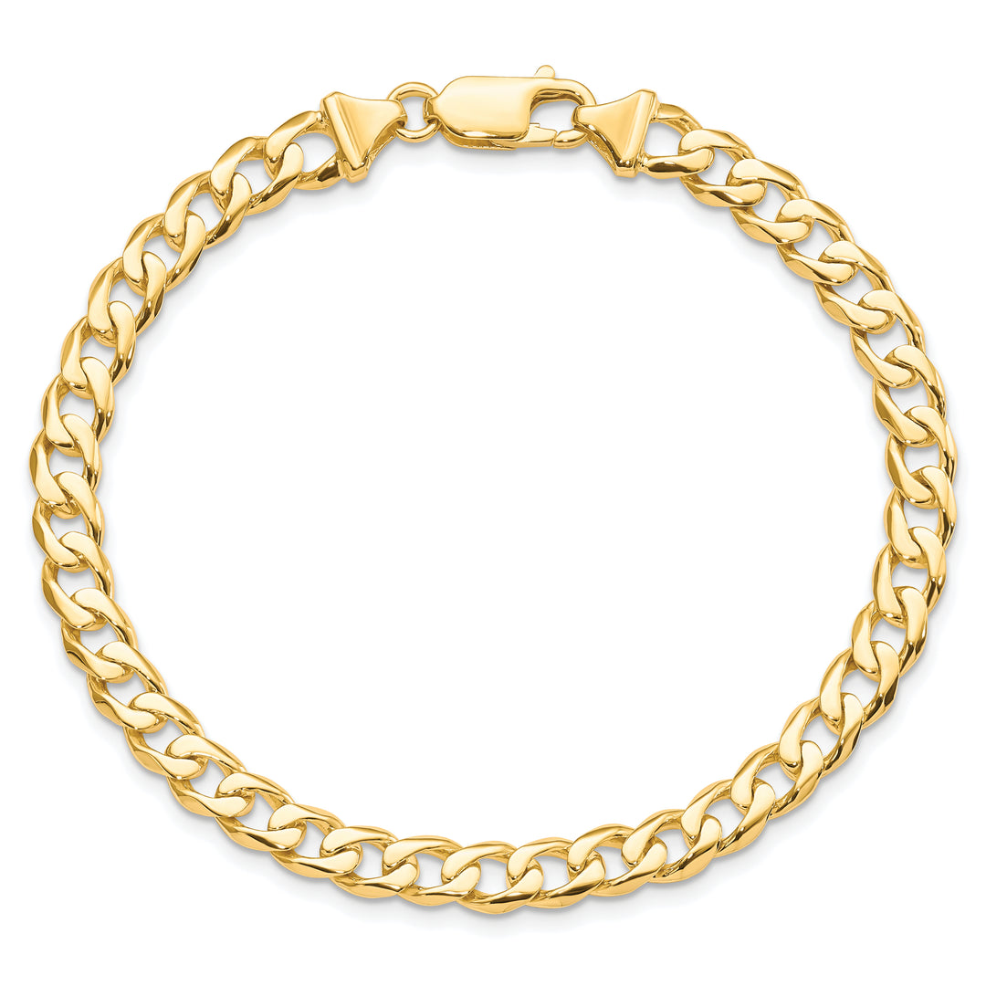 10K Yellow Gold 5.8mm Hand-polished Fancy Curb Link Bracelet 8 Inch